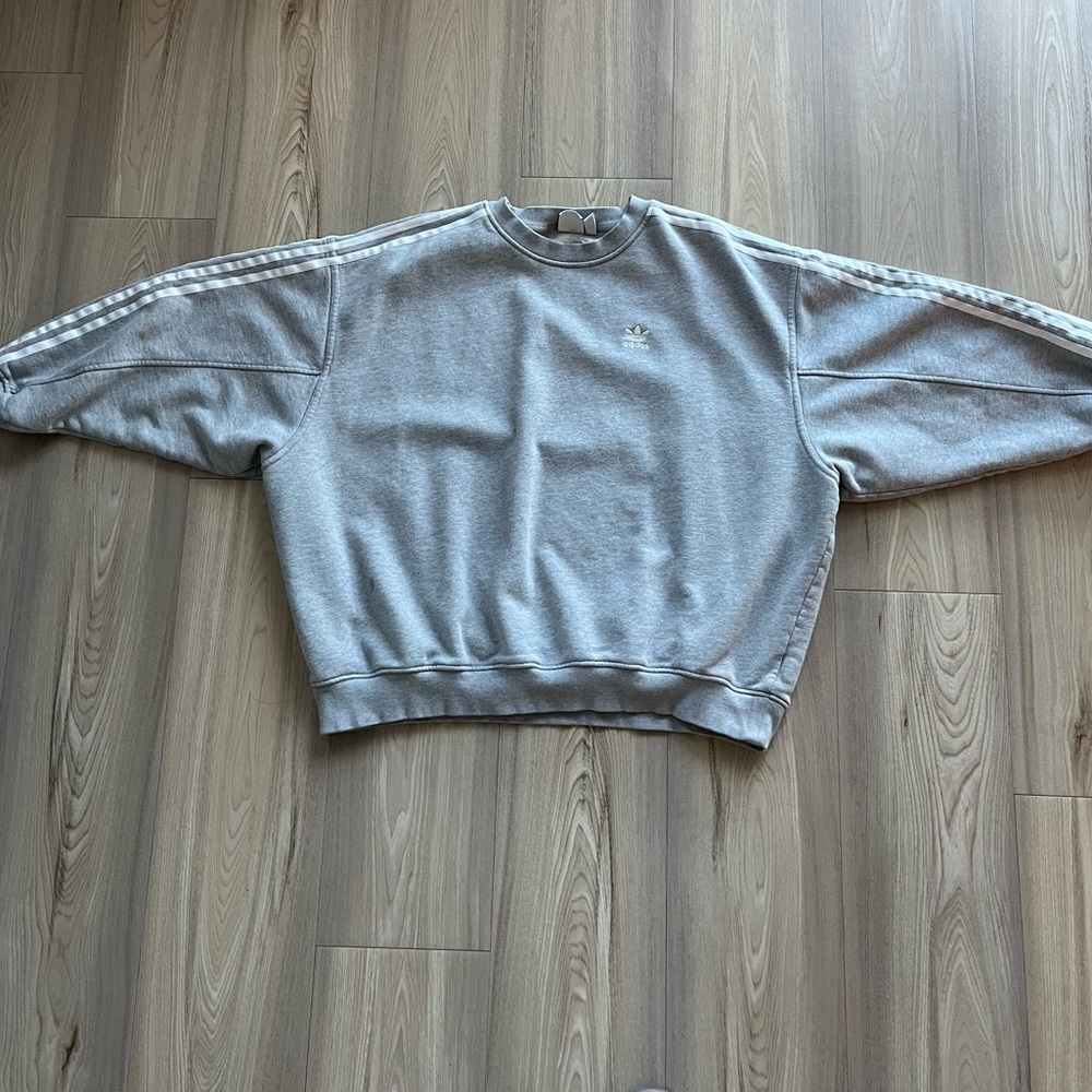adidas oversized French terry 3 stripe crewneck - size s
